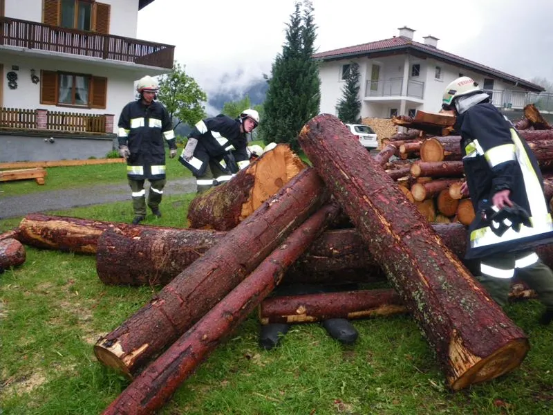 Übung: Person unter Holzstamm eingeklemmt