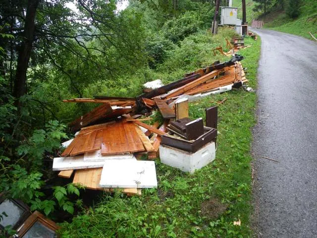 Großer Steinschlag im Ortsteil Larchach